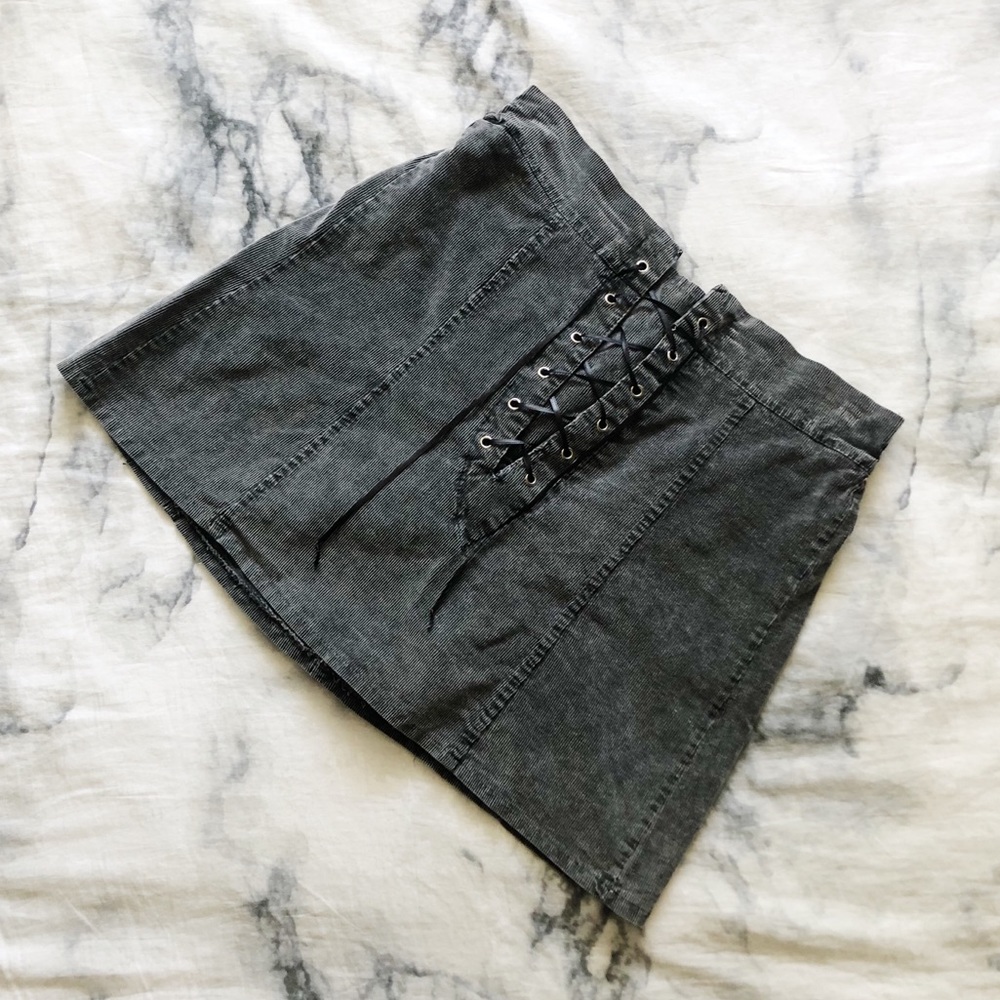Drawstring Gray Skirt